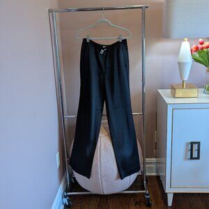 Tory Sport Wide-leg Satin Track Pants (Size M, Black)